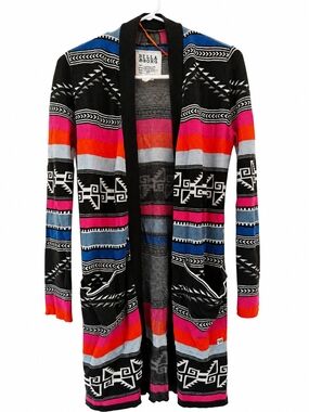 Billabong Aztec Open-Front Cardigan Small Colourful Fall Winter Vibrant Cozy